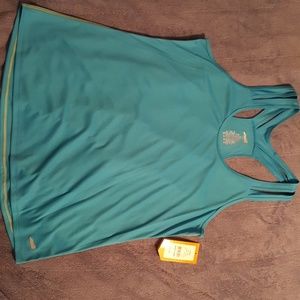 Bright blue racerback tank top